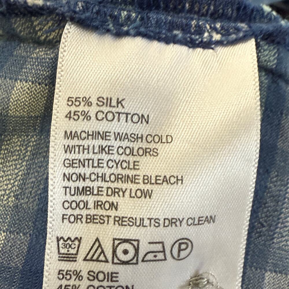 Tommy Bahama Silk Cotton Blend Button Down Shirt Size XL Plaid Print Blue - Picture 4 of 5